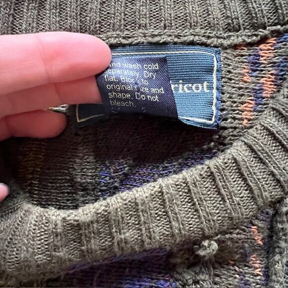 VTG 90s Florence Tricot Coogi-Style 3D Knit Sweater Mens XL Textured Colorful - Picture 7 of 7